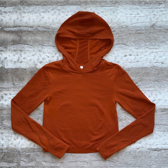 NWOT Athleta Flurry Seamless Cropped Hoodie in Foliage Orange Size S - Picture 7 of 13